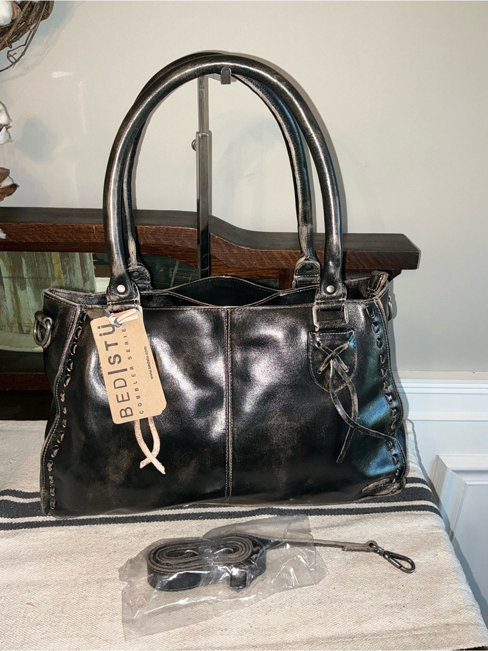NWT Bed Stu Rockababy Satchel Shoulder Crossbody Black Hand Wash MSRP $295